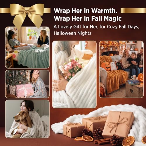 GentleSoft White Throw Blanket for Couch (Off White / Throw)