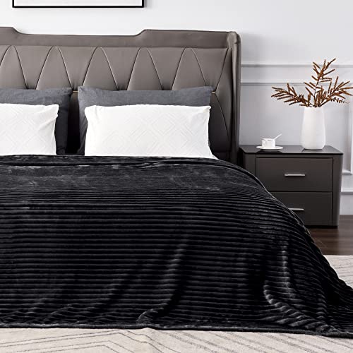3D Ribbed Jacquard Black Full Size Blankes for Bed (Black / Full(84"x90"))