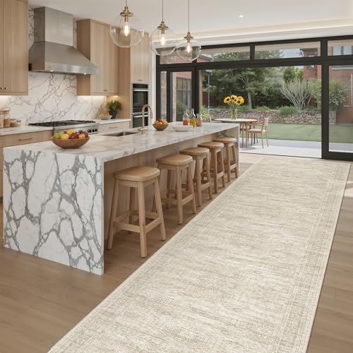 Washable 3x20 Hallway Runner Rug Non (Beige / 3' x 20' (Runner))