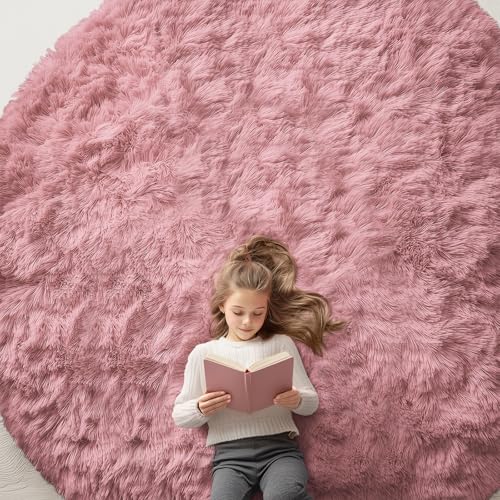 Pale Pink Round Rugs for Bedroom (9 Ft Round / Pale Pink)