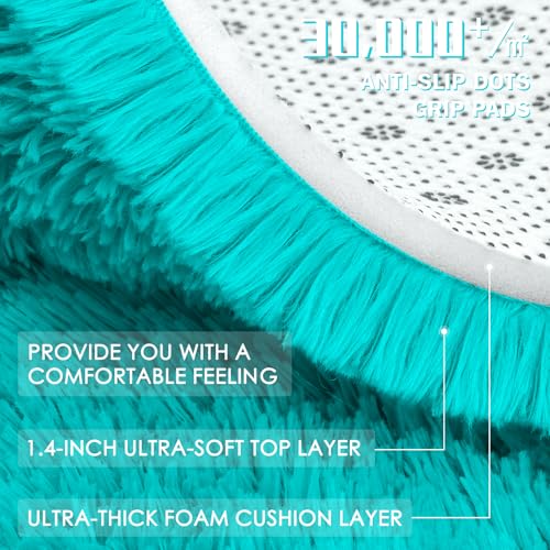 Teal Blue Round Rugs for Bedroom (5 Ft Round / Teal Blue)