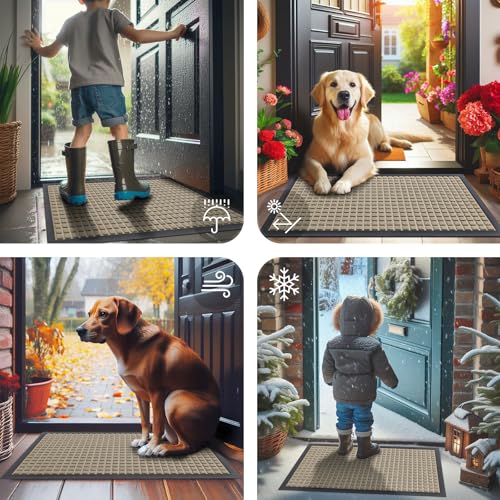 Front Door Mat Outside Entrance (Beige / 59" X 23")