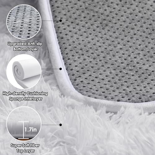 White 6x9 Area Rugs for Living Room Bedroom (White / 6' x 9' (Rectangular))