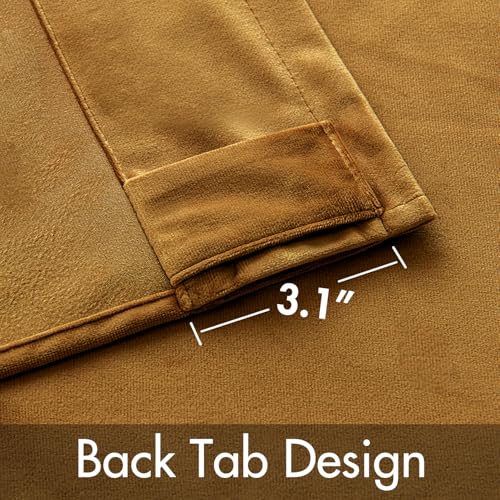 Gold Velvet Curtains 52x90 inches Luxury Blackout Curtains (Gold / 52"W x 90"L (Pack of 2))