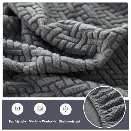 Couch Cushion Covers for Sofa Couch Covers Wear (Texture-gray / One Size Chaise Cover)