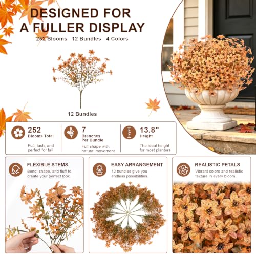 Artificial Fall Flowers for Outdoors (Brown Gradient)