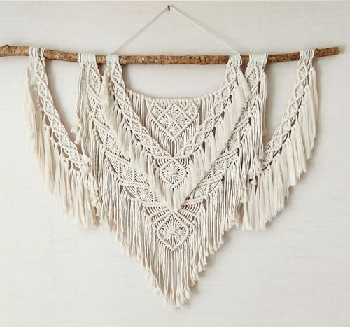 QLBUJ Large Macrame Wall Hanging Natural Driftwood Macrame Tapestry Above Headboard Boho Home Decor for Bedroom Living Room Apartment Wedding Party