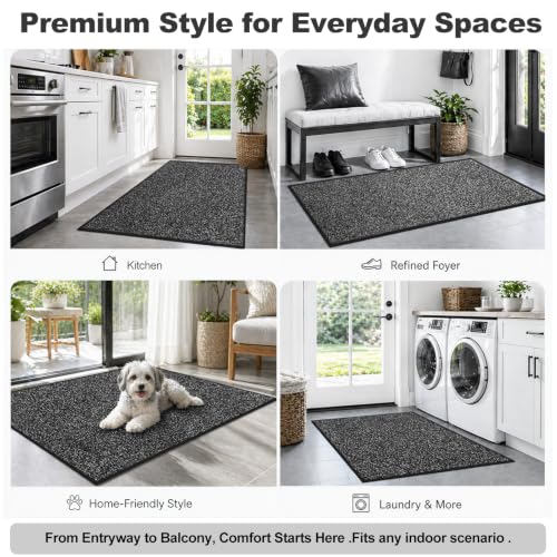 Super Absorbent Front Door Mat (Grey / 1'5" x 2'6" (Rectangular))