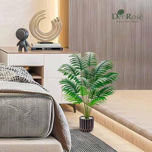 28" Fake Palm Tree in Black Gold Pot for Living Room Decor (28"-Palm)