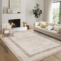 9x12 Large Modern Area Rug Bordered Non Shedding Floor Carpet (Brown / 9' x 12' (Rectangular))