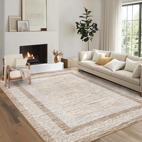 10x13 Large Washable Area Rug Brown Non Slip Non Shedding Carpet (Brown / 10' x 13' (Rectangular))
