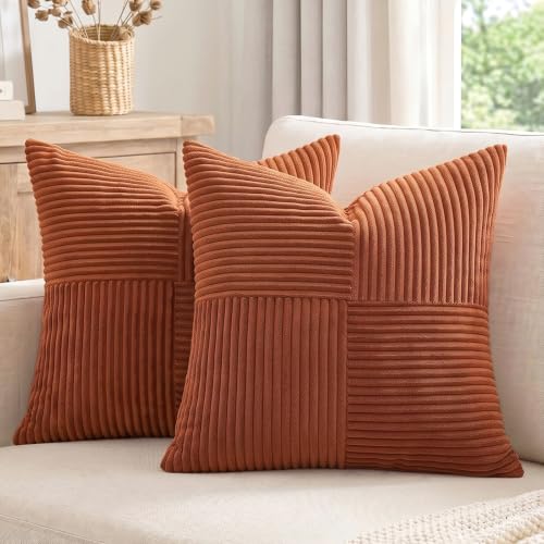 2 Packs Rust Decorative Throw Pillow Covers 20x20 Inch for Living Room Couch (Rust / 20" x 20" (Pack of 2))