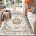 Washable Area Rug (Beige/Blue/Orange / 5' x 7' (Rectangular))