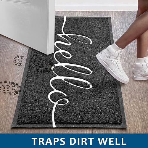 Door Mat 2 Pack Outside Inside Hello Doormat 30"x17.5" Durable Floor Mat Non Slip Mat Ultra Absorb Mud Easy Clean Front Doormat for Garage (2'6" x 1'6" / 2pack Hello)