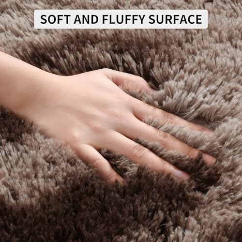 6x9 Fluffy Area Rugs for Living Room Bedroom (Tie-dyed Coffee / 6' X 9' (Rectangular))