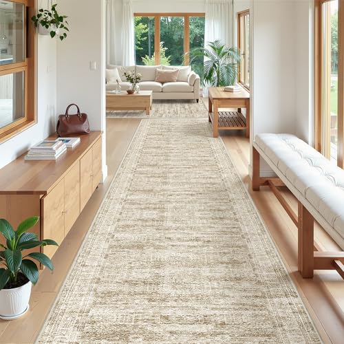 3x20 Runner Rug Non Slip (Brown/Ivory / 3' x 20' (Runner))