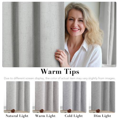 Linen Blackout Curtains Durable Thick Textured Linen Look 100% Blackout Patio Door Curtain Anti Rust Grommet Extra Wide Sliding Door Curtain Panel (Glacier Gray / 100"W x 96"L (Pack of 1))