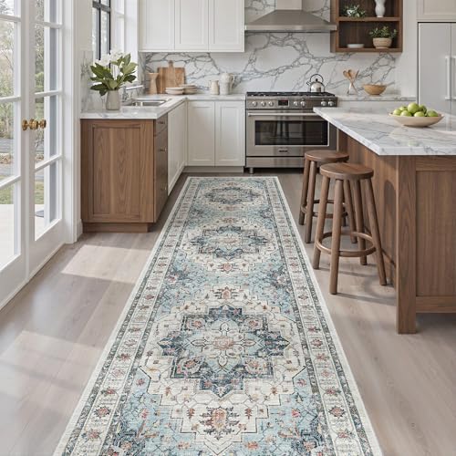 Hallway Runner Rug 2'6''x10' Blue (Blue / 2'6" x 10' (Runner))