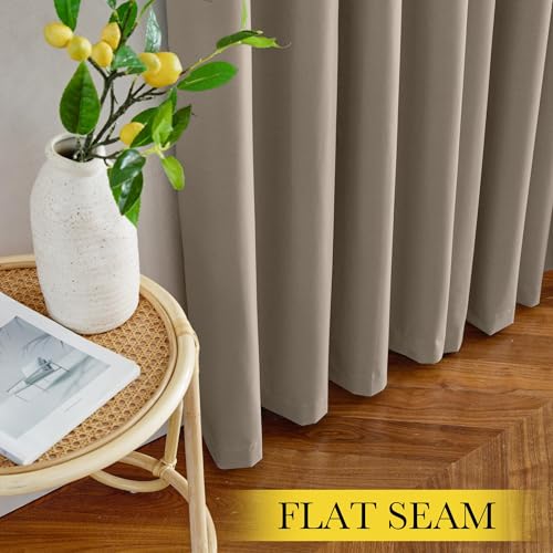 100% Blackout Tan Curtains 96 inch Long (Tan / 52"W x 96"L (Pack of 2))