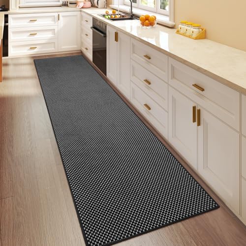 Hallway Runner Rug Extra Long Kitchen Runner Washable Black 2x8 ft (Black / 2' x 8')