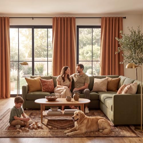 Burnt Orange Total Blackout Curtains 90 Inch Long for Dining (Burnt Orange / 52"W x 90"L (Pack of 2))