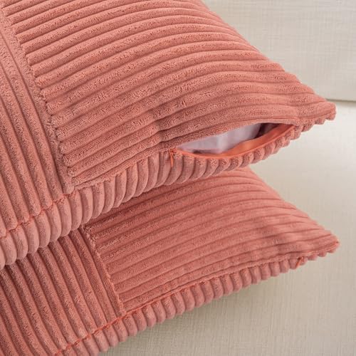 2 Packs Coral Decorative Throw Pillow Covers 16x16 Inch for Living Room Couch (Coral / 16" x 16" (Pack of 2))