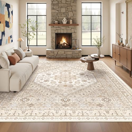 Washable Rugs 8x10 Area Rugs for Living Room (Cream/Beige / 8' x 10' (Rectangular))