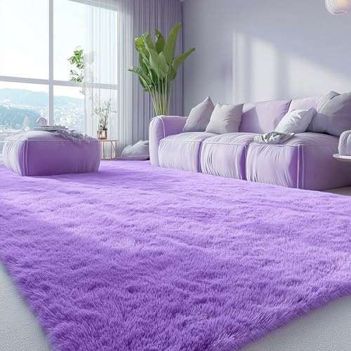 6x9 Machine Washable Large Area Rugs for Living Room (6x9 Ft / Purple)