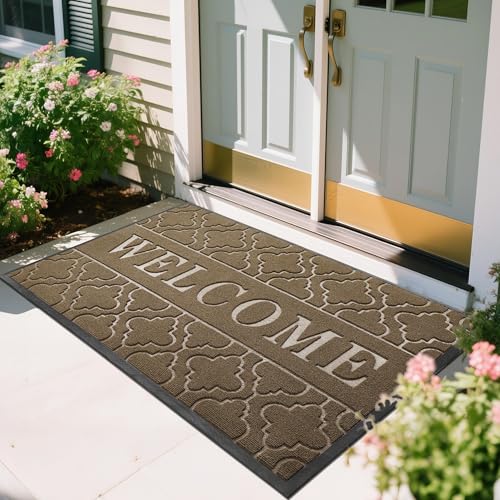 Welcome Mat Outdoor Indoor (60x36 Inch / Coffee)