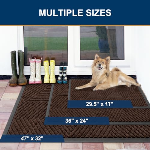 Front Door Mat Outside Entrance (Dark Brown / 47" X 23")