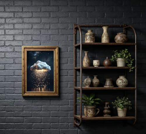 Vintage Gold Framed Moody Cloud Wall Art (cloud / 11"LX9"W)