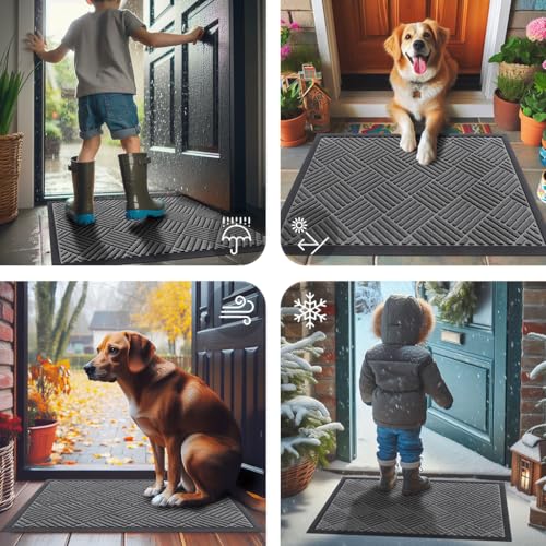 Front Door Mat Outside Entrance (Grey / 59" X 20")