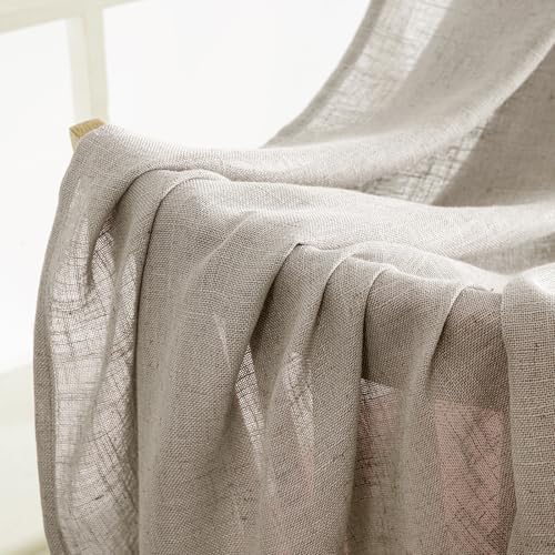 Burlywood Birch Linen Curtains 52x90 Inch Long 2 Panels for Bedroom (52"W x 90"L (Pack of 2) / Burlywood Birch)