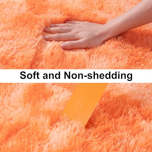 Soft Runner Rugs for Bedroom Hallways (2' x 6' (1 pc) / Tie-dyed Orange)