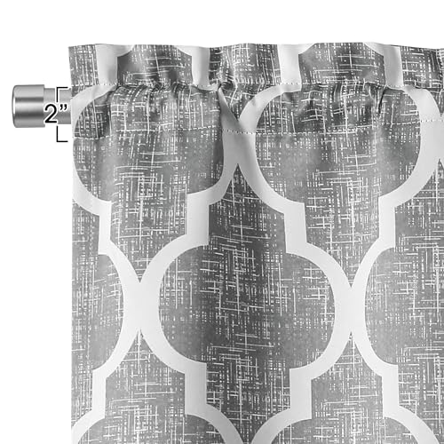Moroccan Valance Curtains for Kitchen Cafe Grey 52x18 1 Panel (Rod Pocket | Grey / 50"W x 18"L (Pack of 1))
