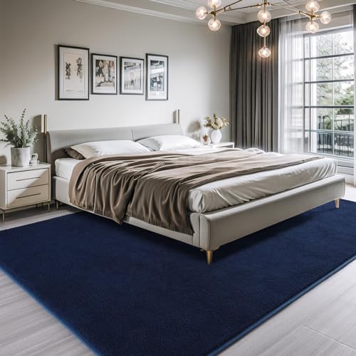 4x6 Area Rugs for Living Room Non Slip Dorm Bedroom Rug (4' x 6' (Rectangular) / Navy Blue)