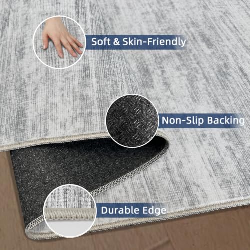 Washable Runners for Hallway 2x6 Runner Rug (Grey / 2' x 6' (Runner))