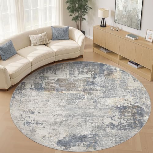 10ft Round Area Rug Living Room Rugs (Blue Grey / 10' (Round))