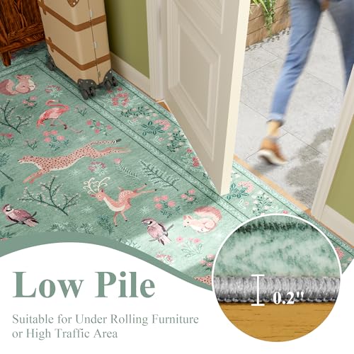 4x6 Area Rug Non Slip Animal Washable Rug for Living Room (Teal (Animal) / 4' x 6' (Rectangular))