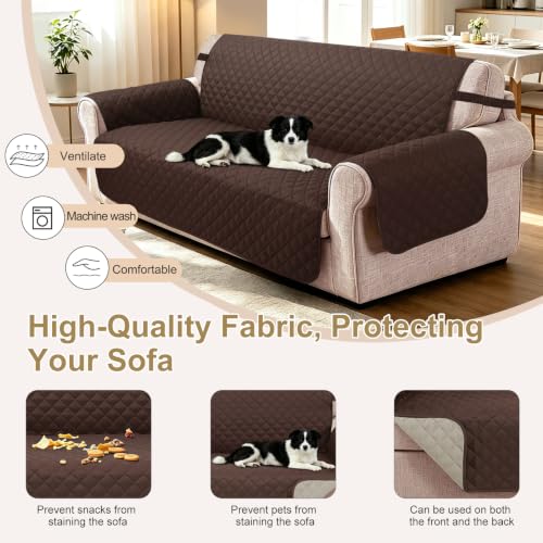 Reversible 4 Seater Sofa Cover 91 Inch Large Couch Cover Furniture Protector (Chocolate/Beige / Sofa Xxl - Xxl Large (91"))