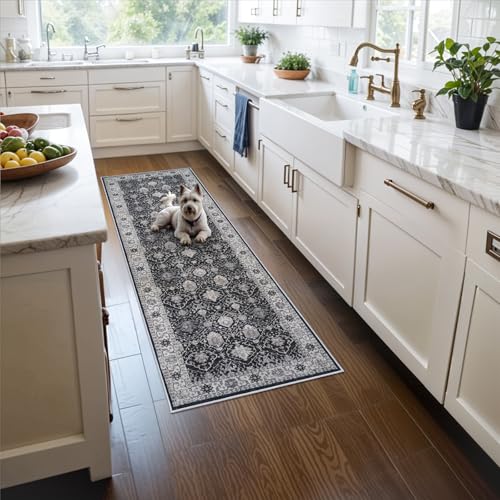 Hallway 2x5 Washable Runner Rug (2' x 5' (Rectangular) / Black/Navy)