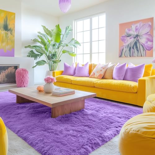 Area Rugs for Living Room Bedroom (4x5.9 Ft / Purple)