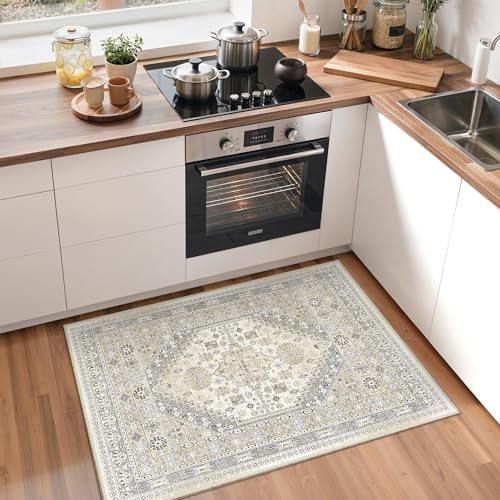 2x3 Rug Non Slip (Beige/Grey / 2' x 3' (Rectangular))