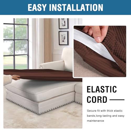 Super Stretch Individual Chaise Cover Sectional Couch Covers for L Shaped Sofa Both Left (Burnt Brick / Chaise Cover Large)