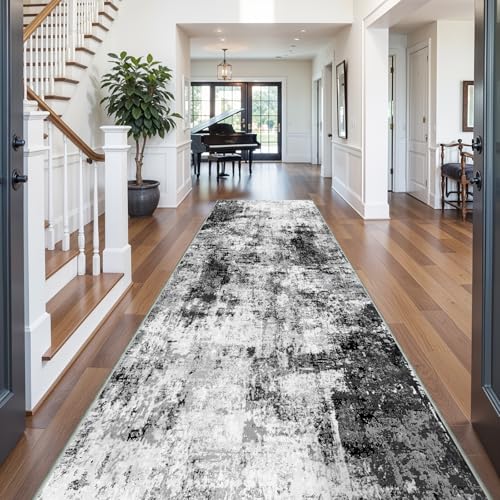 5x12 Runner Rug for Wide Hallway (Black/Grey / 5' x 12' (Runner))