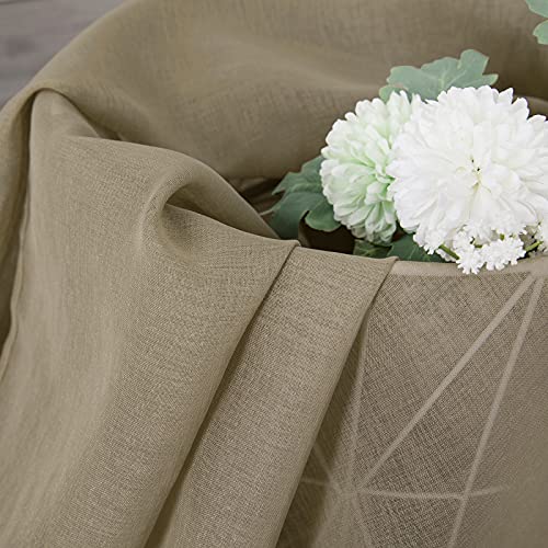 Sheer Tier Curtain Linen Textured Half Kitchen Curtains Sheer Light Filtering Rod Pocket Voile Small Curtains for Bathroom (25"W x 36"L (Pack of 2) / Taos Taupe)