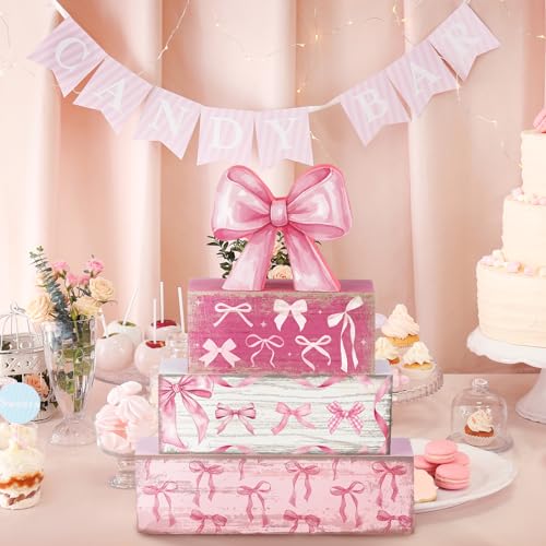 4 Pcs Pink Bow Table Decorations (Pink Bow)