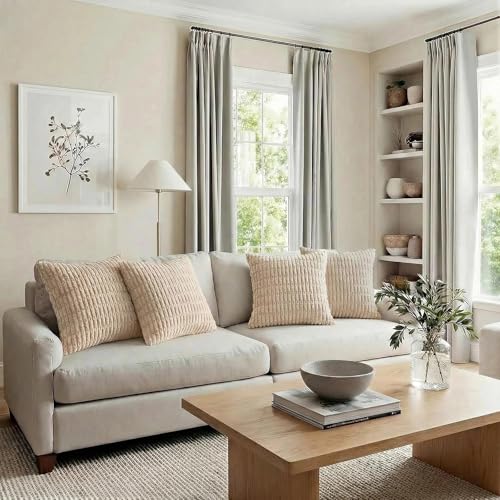 4 Packs Decorative Throw Pillow Covers for Living Room Couch Bed (20" x 20" (Pack of 4) / Tan)