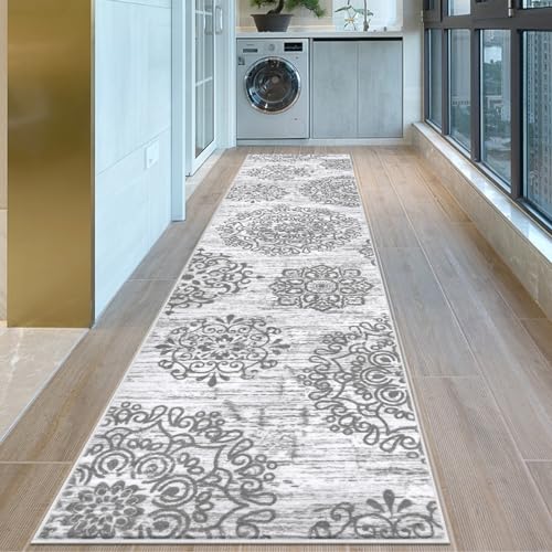 HEBE Hallway Runner Rug 2'8''x12' (Grey / 2'8" x 12' (Rectangular))