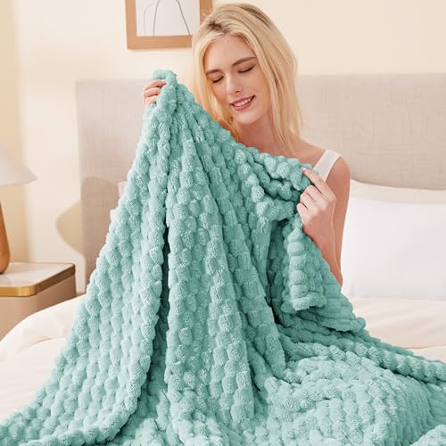 Turtle Shell Twin Size Throw Blanket Cyan (Cyan-blue / Twin)